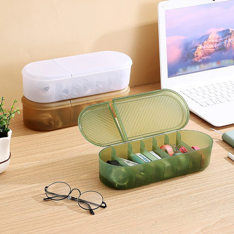 Cable Storage Box Organizer Charger Cord Storage Box With 7 Compartments Reusable Data Cable Storage Case For Home Travel Office