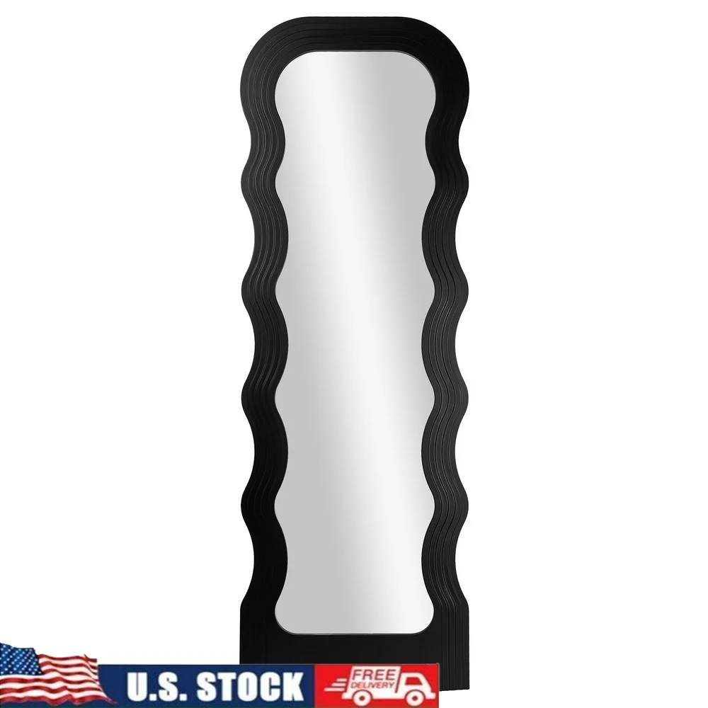 

Черное волнистое зеркало в полный рост, стильная рамка, легкая, прочная, универсальная, противоскользящая фурнитура, декор для спальни, гостиной