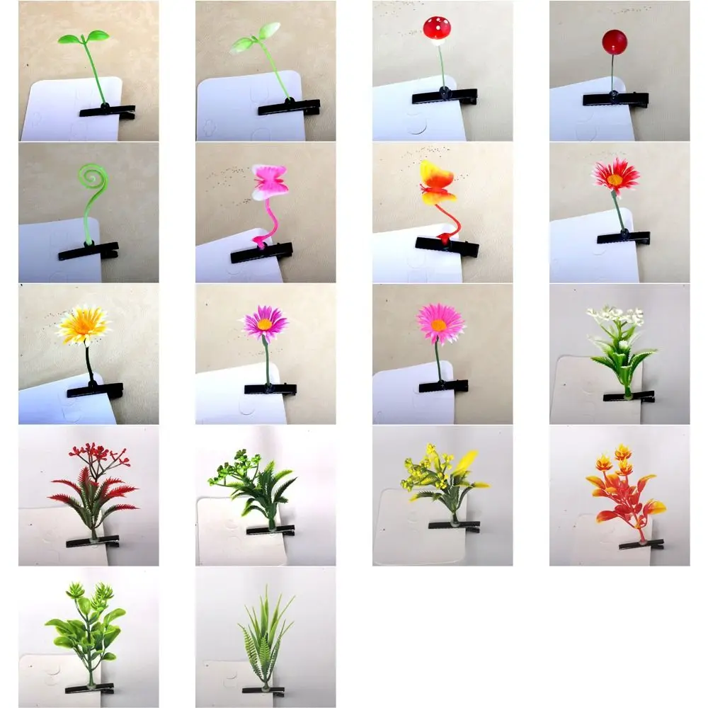 1Pair Simulation Bean Sprout Hair Clip Cherry Butterfly Flower Plant Hairpins Side Barrettes Mushroom Cartoon Duckbill Clips