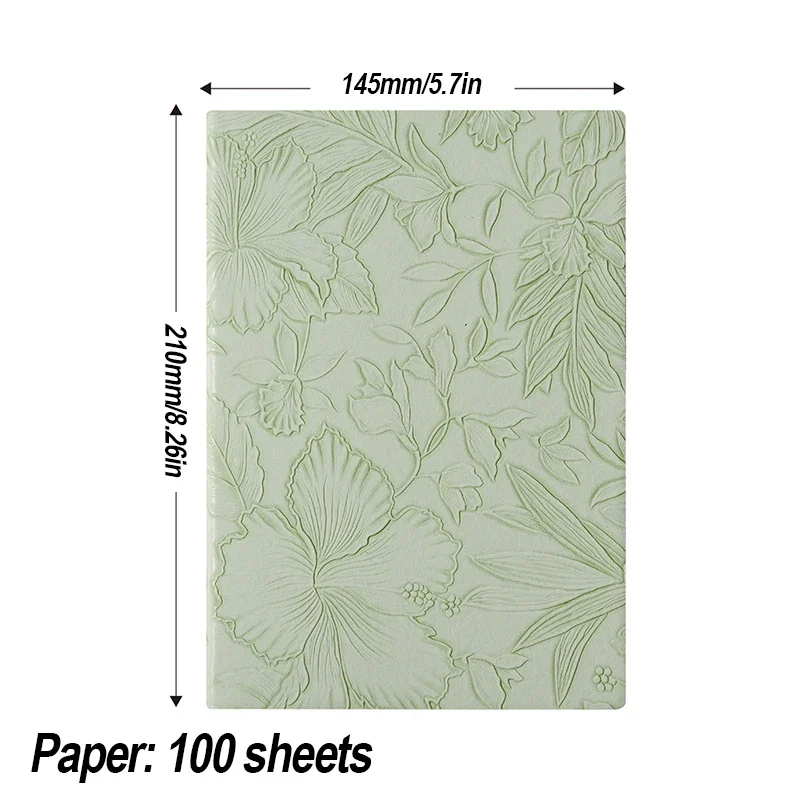 

A5 Faux Leather Thickened Embossed Relief Notebook Portable Diary Journal DIY Planner for Students School Office Stationery