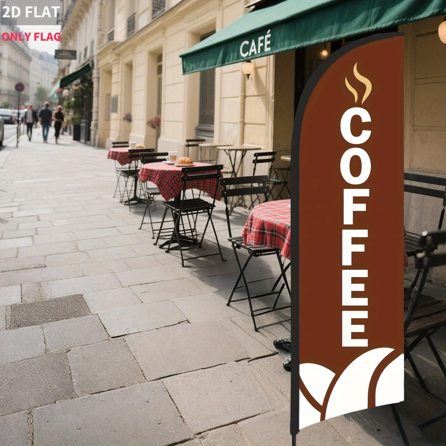 

2D FLAT Outdoor Feather Flag for Coffee Shop, Polyester Single Sided 60x180cm Flags, Ideal for Coffee Shops And Retail Displays