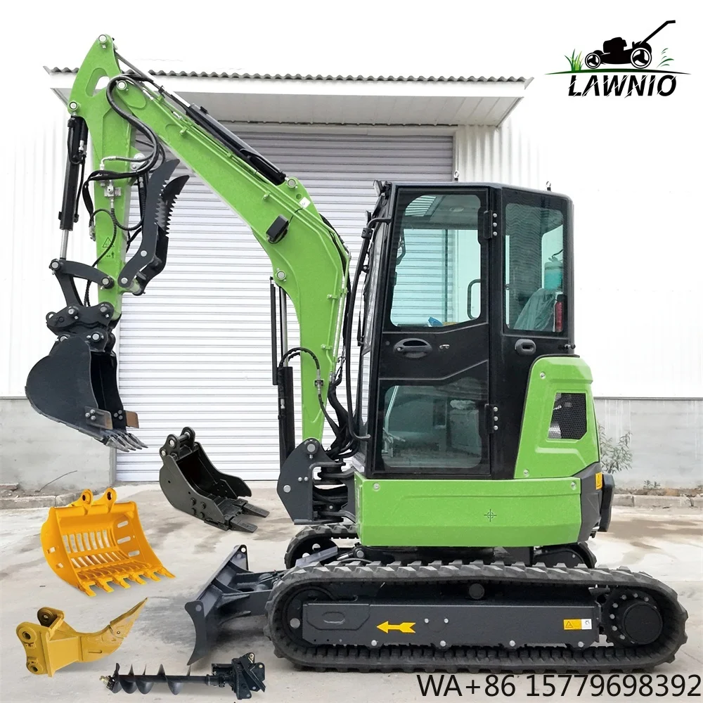 EPA Approved Mini Bagger  Cabin Rubber Track Hydraulic Thumb Orchard Garden Farm Work Mini Bagger