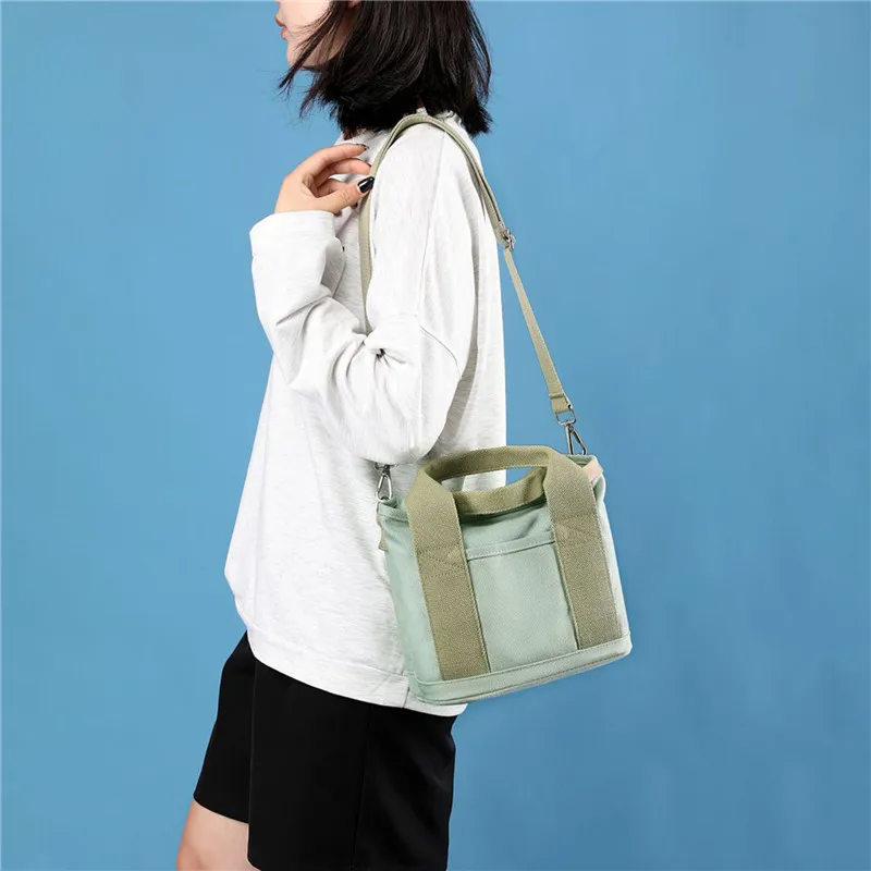 

Canvas Women's Bag Large Capacity Multiple Pockets Multi-storey Shoulder Bag Student Handbag Shopping Bag Commuting Bento Bag