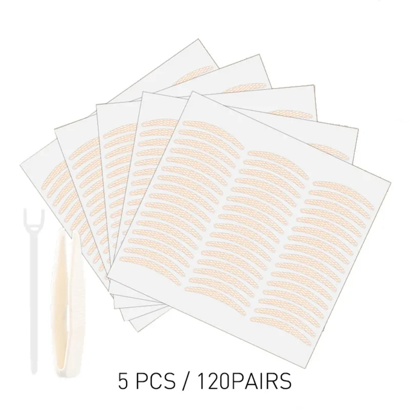 120 คู่ลูกไม้สติกเกอร์ตาสองชั้นตกแต่งตาใหญ่ธรรมชาติที่มองไม่เห็นไม่มีรอยต่อกันน้ำติดทนนานมีกาวในตัวเครื่องมือเปลือกตา