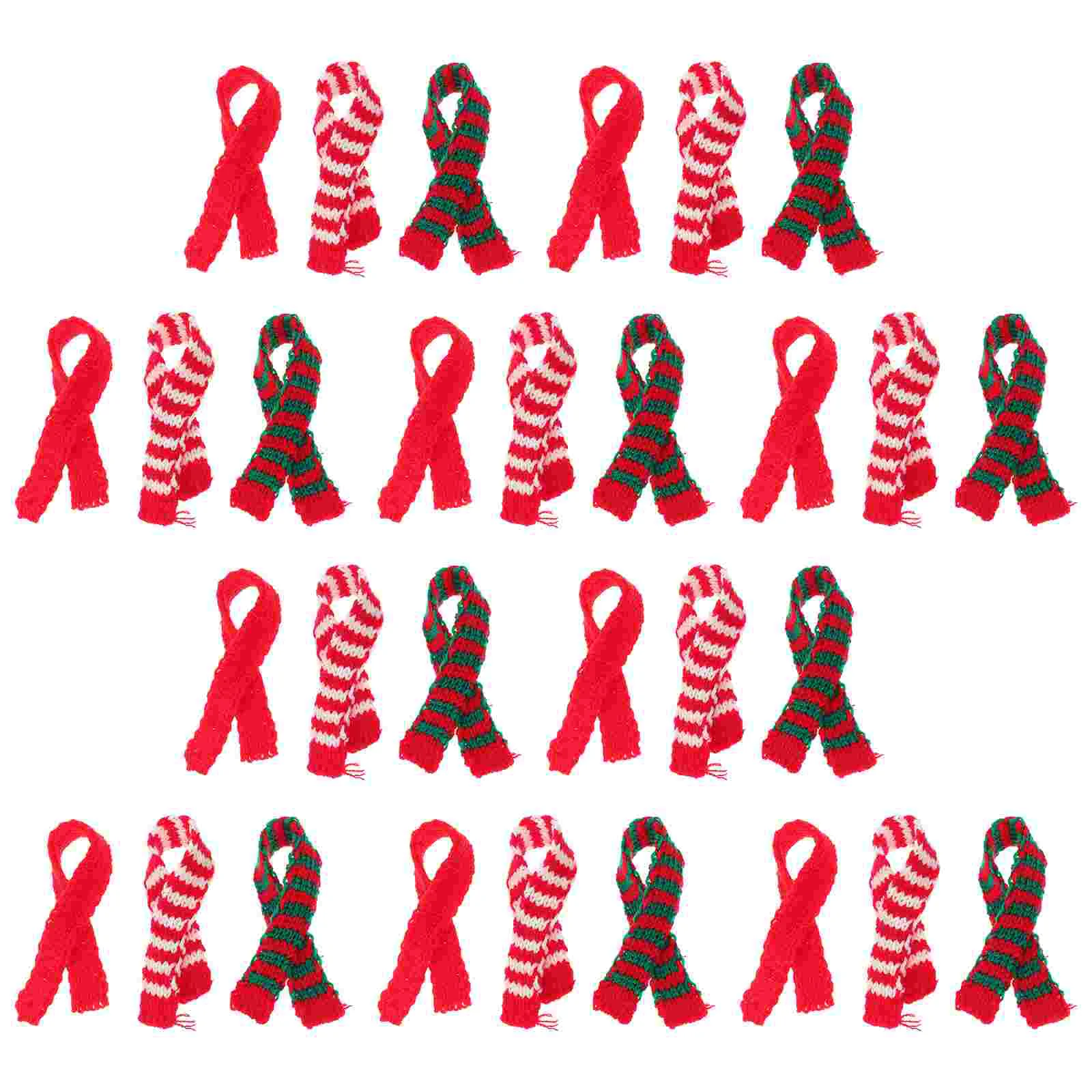 30 Pcs Decorations Mini Scarf Party Accessories Knitted Scarves Christmas Gift Toy Red Delicate Xmas Toys Man Miss