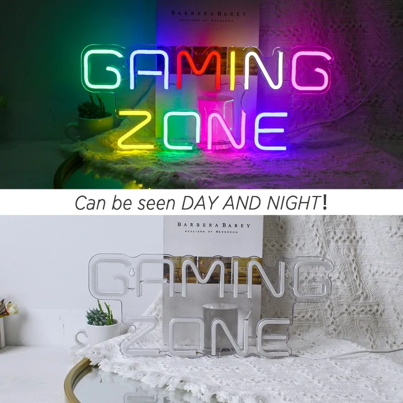 Imagem -04 - Gaming Zone Neon Led Sinal para Wall Decor Jogo Neon Lights Sinais Alimentados Usb Presentes de Quarto Gamer Multicolor