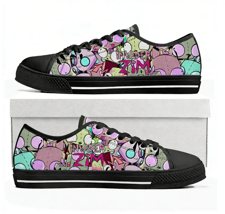 

Z-Zim Low Top Sneakers Womens Mens Teenager I-Invader High Quality Canvas Sneaker Casual Anime Manga Comics Customize Shoes