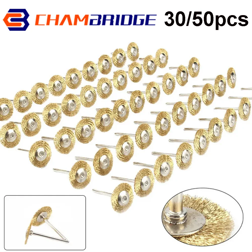 30/50PCS Crimped Brass Wire Wheel Brushes Wire Brushes Set For Accessories Rotary Tools Polish Clean For Dremel Rotary Grinder