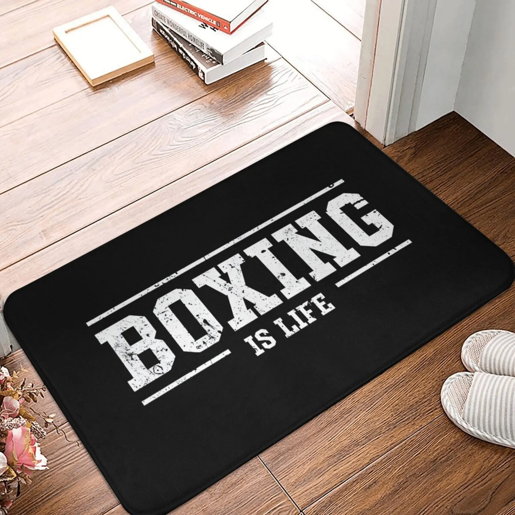 1pc Bathroom Mat Boxing Is Life Doormat Flannel Carpet Outdoor Rug Home Decor Christmas decor Xmas