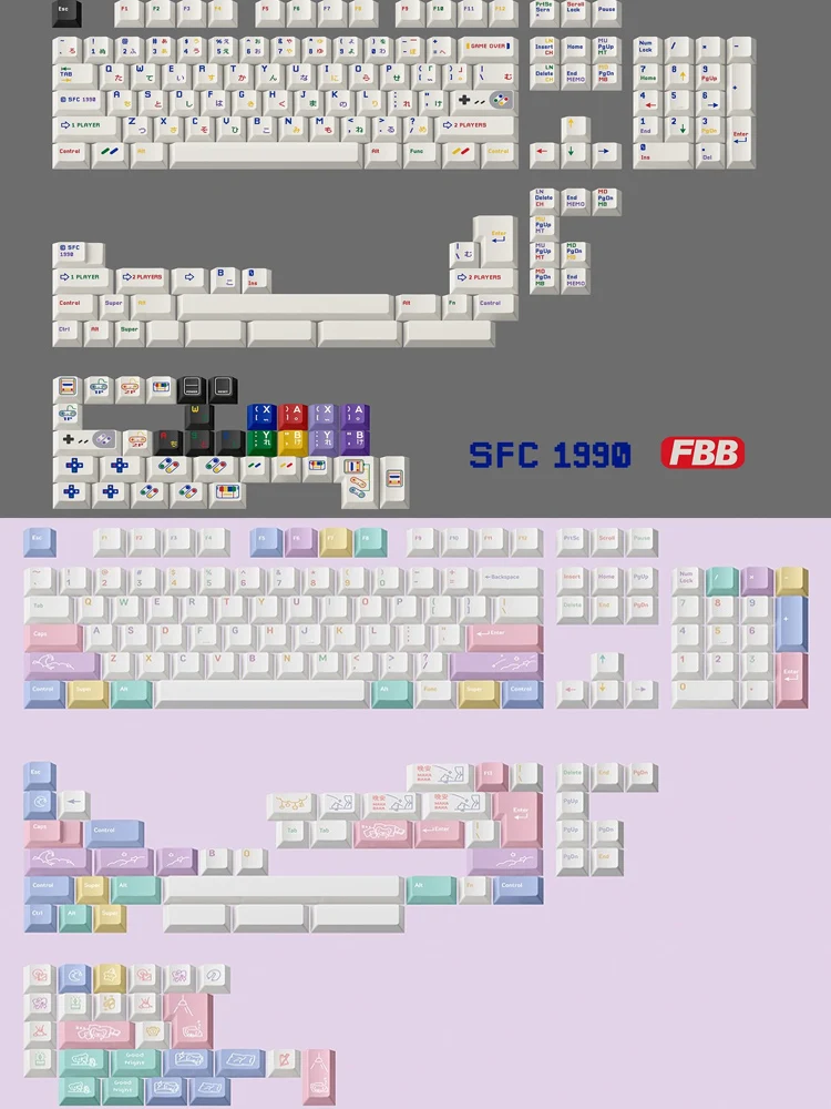 FBB Mechanical Keyboard Keycaps PBT Cherry Profile MX Switches Fit Most Of 61/68/84/87/96/100/104/108 Keys DIY Keycap Accessory