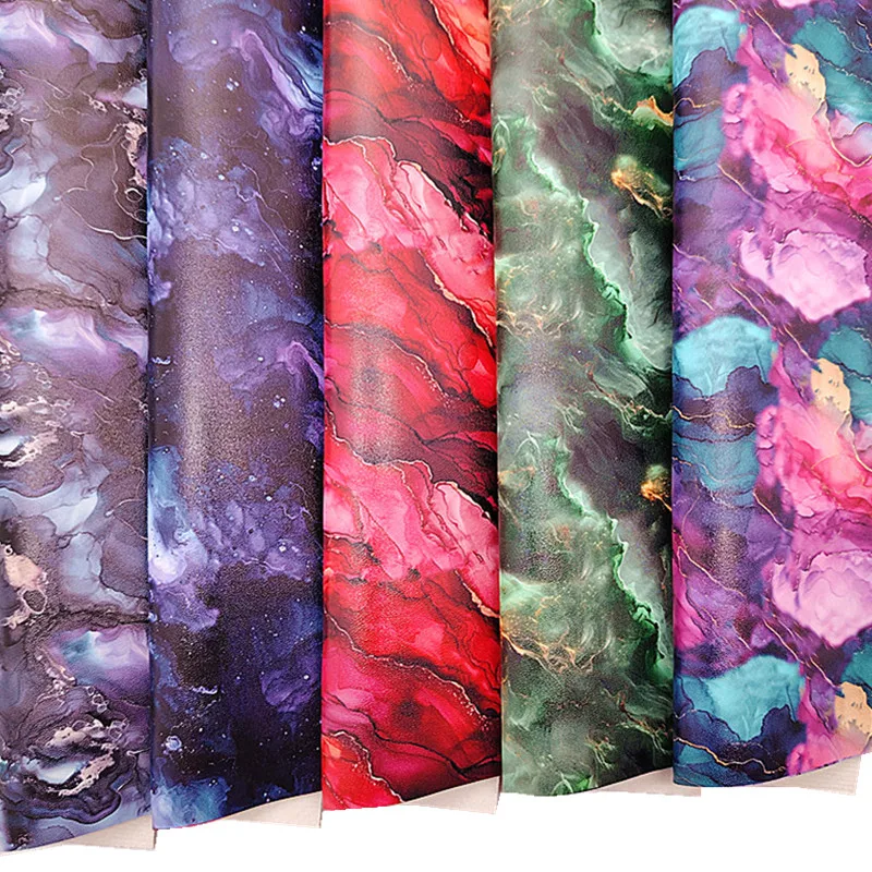 Mini Rolls 30x134cm Abstract Pattern Printed Synthetic Leather Felt Backing Faux Leather Fabric For Bows DIY Craft Earring Q1848