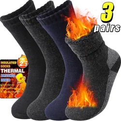 3 Pairs New Thicken Wool Socks Snow Terry Merino Wool Socks Winter Warm Plush Sock for Men Outdoor Sports Middle Tube Socks