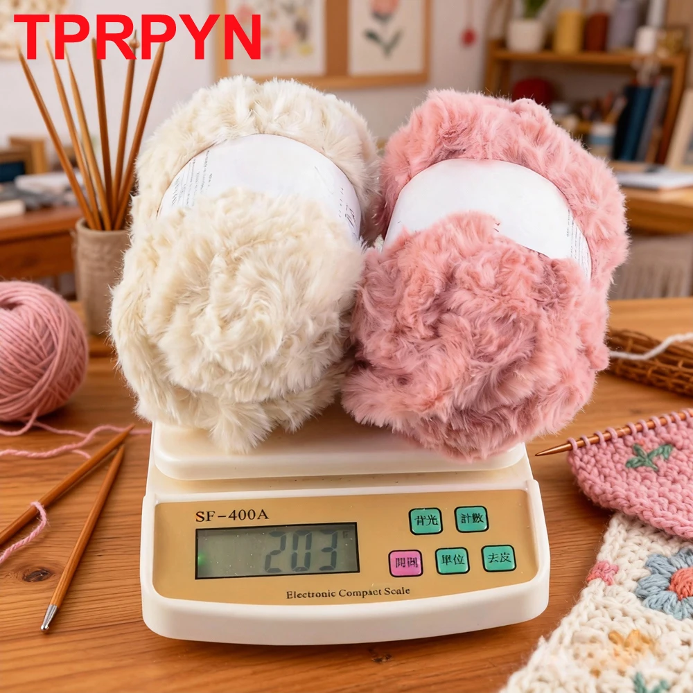 2 قطعة غزل صوف المنك فو الفراء الغزل الكشمير اليد الحياكة سترة كروشيه الموضوع الملابس وشاح رقيق غزل المنك