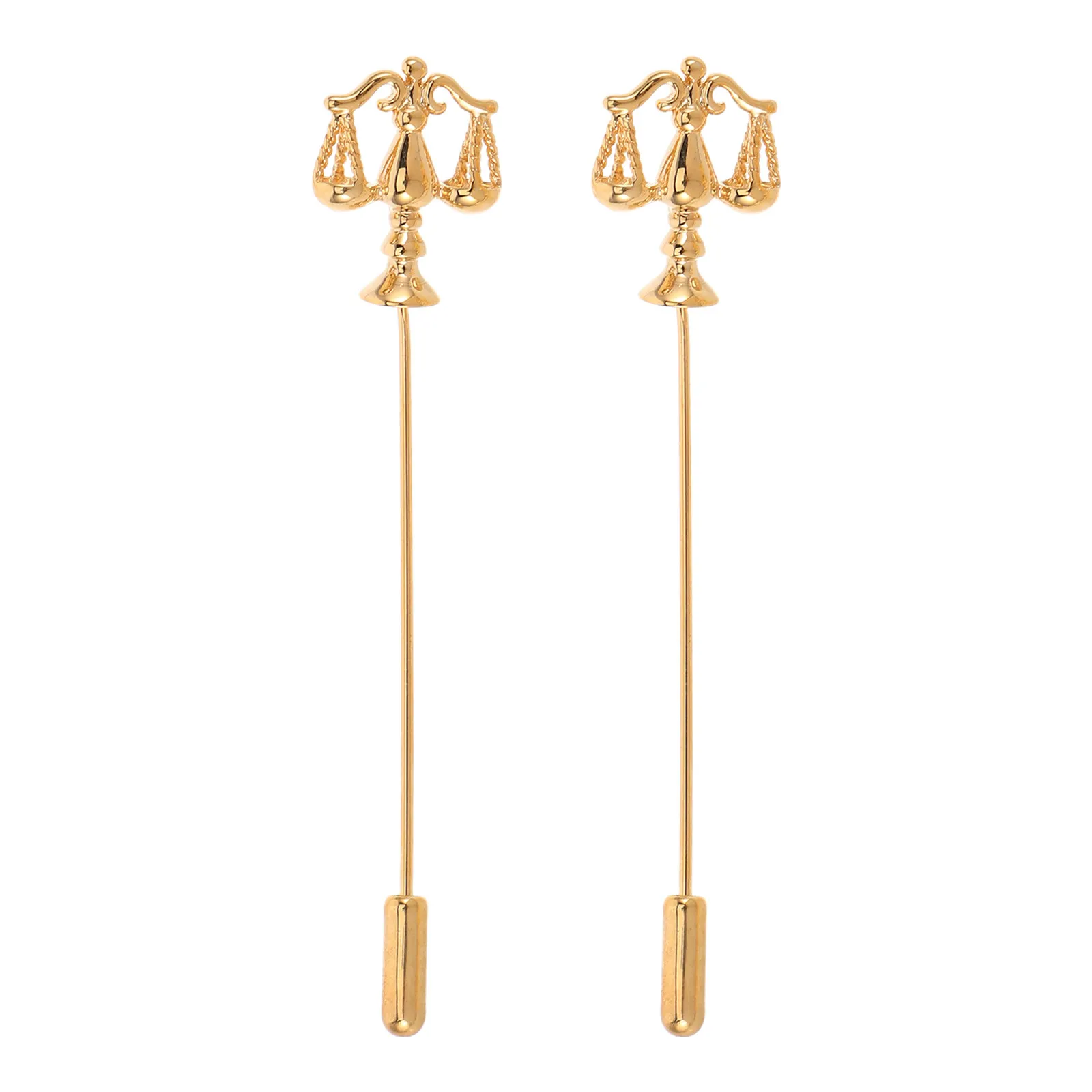 2Pcs Justice Scale Lapel Pin Golden Libra Brooch Pin Balance Symbol Lawyer Badge Suit Collar Accessory Christmas Gift