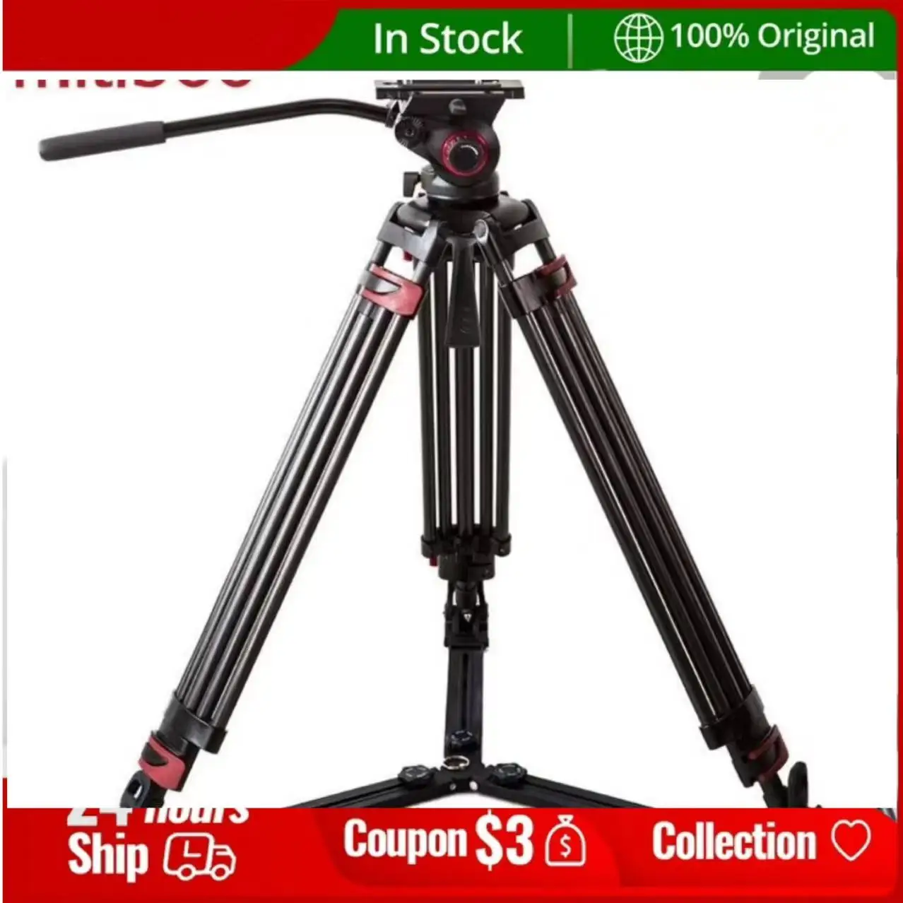 Miliboo MTT609A Профессиональный сверхмощный штатив с шаровой головкой для камеры для видеокамеры/подставки для DSLR, видеоштатив, нагрузка 15 кг