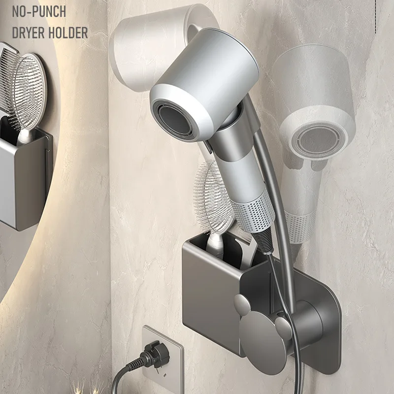 Hair Dryer Holder No Need To Hold Adjustable Wall Hanging Free Of Hands No need To Punch Holes Universal Air Duct Storage Rack