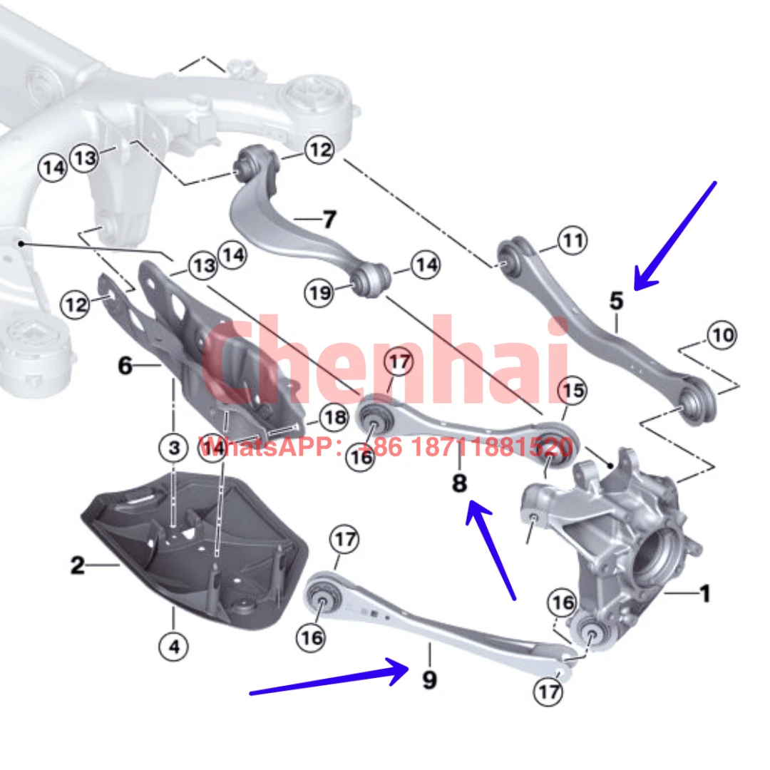 Rear control arm kit Control arms combination For 1 X5 G50 X6 G60 X7 G07 33306878029 33306878030 33306878037 33306878017