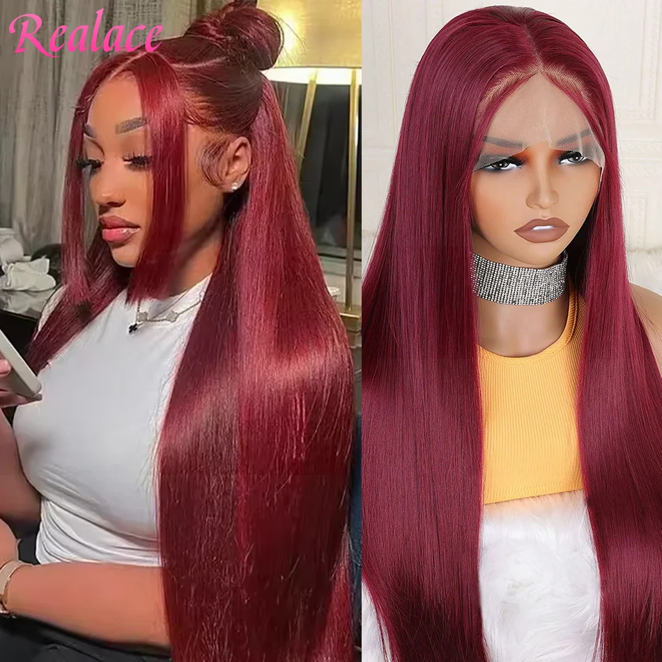 

Burgundy 13x6 HD Lace Frontal Human Hair Wig Straight Red 13x4 Lace Front Human Hair Wigs 99J Colored Brazilian Human Hair Wig