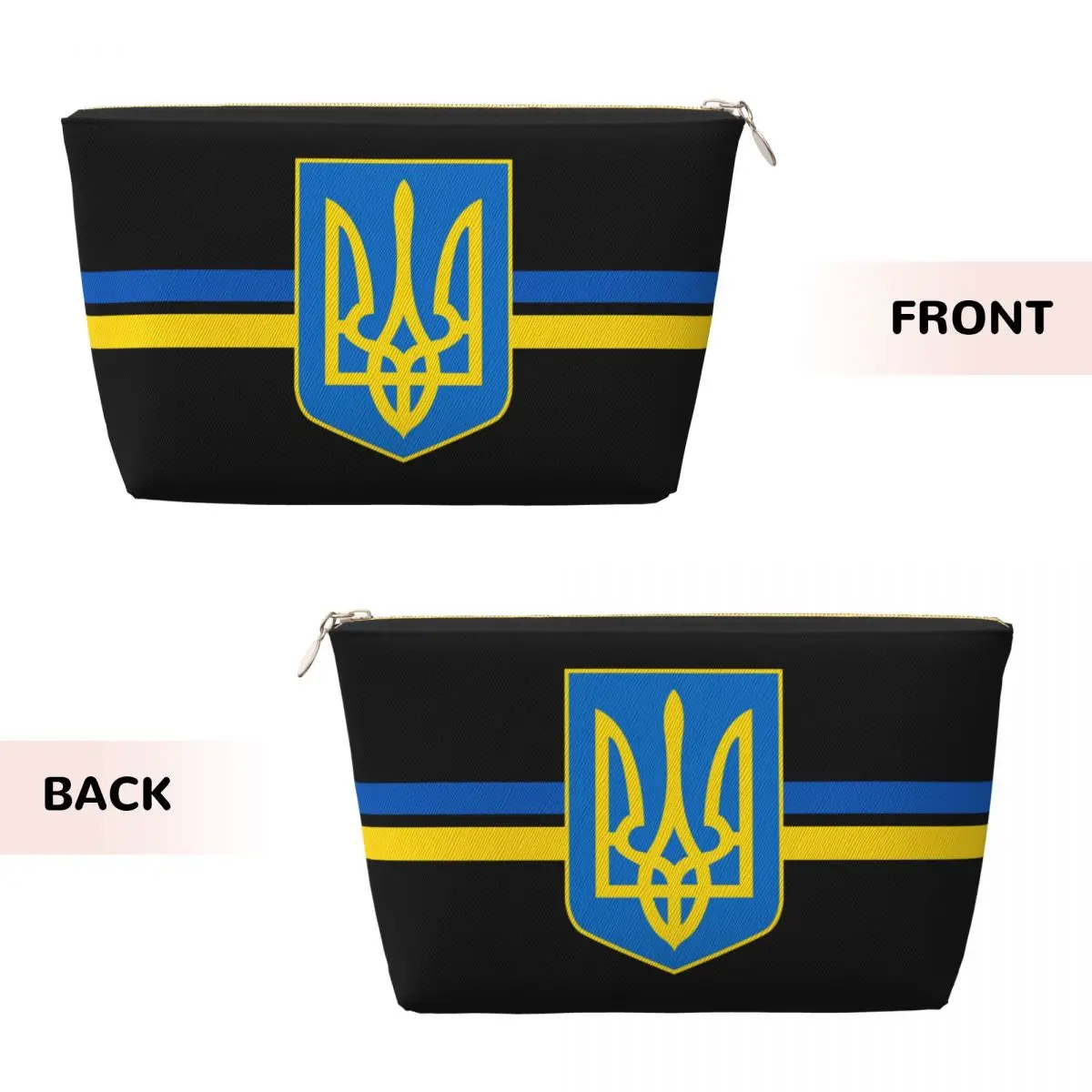 Custom Flag Of Ukraine Stripe Travel Cosmetic Bag  Ukrainian Coat Of Arms Makeup Toiletry Organizer Beauty Storage Dopp Kit