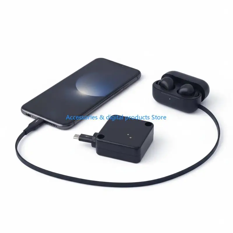77JD Extendable to 79cm Retractable USB C Charging Cable with 100W PD and Auto Roll Feature for Neat Desk or Car Setups