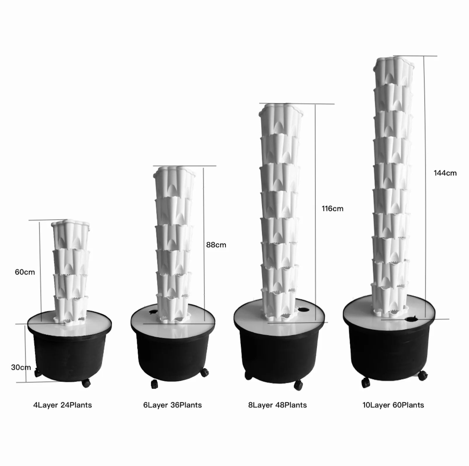 Hydroponic Tower Growing System,Customized Layers Vertical Garden Planter with Movable Water Tank for Gardening Lover for