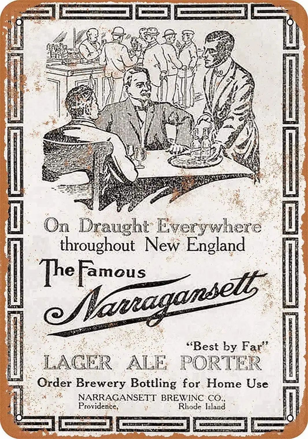 PaBoe 8 x 12 METAL SIGN - Narragansett Beer - Vintage Bar Wall Decorative sign