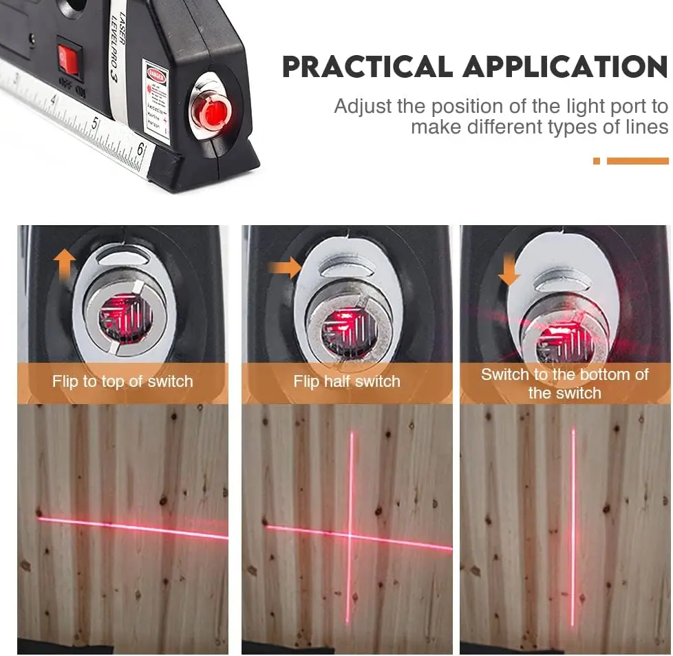 Laser Level Line Tool, Multipurpose Laser Level Kit with Tripod, Standard Cross Laser Level Tool with Metric Rulers 8ft/2.5M