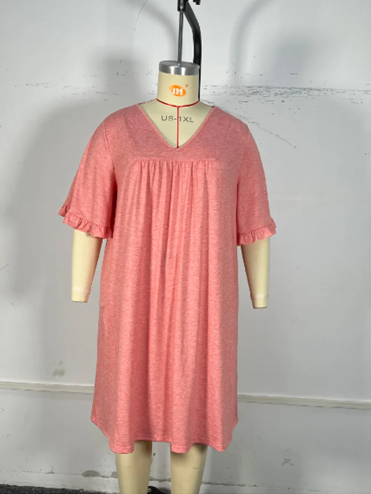 GIBSIE-vestido holgado de verano para mujer, traje liso de media manga hasta la rodilla, recto, informal, talla grande, 2024