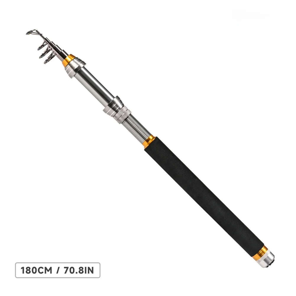 Carbon Fiber Telescopic Fishing Rod 1.8m to 2.7m for Sea Angling with Reinforced Reel Seat and Colored Guide Rings