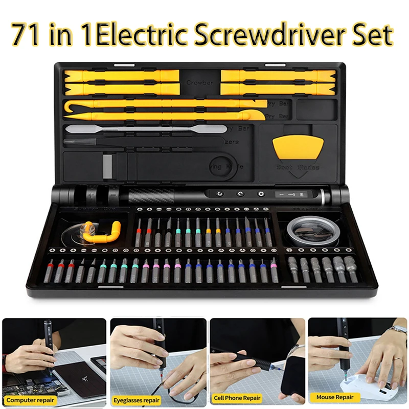 Electric Screwdriver Set with LED Light Precision Phillips Wireless Magnetic Screw Driver Repair Power Hand Tool for Phone