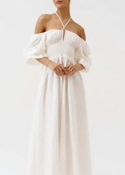 

2026 Spring Summer Elegant New Fashion Women's Clothing Waist Cinching Slimming Lace Up Long Skirt Retro Printed Wrapped Dress