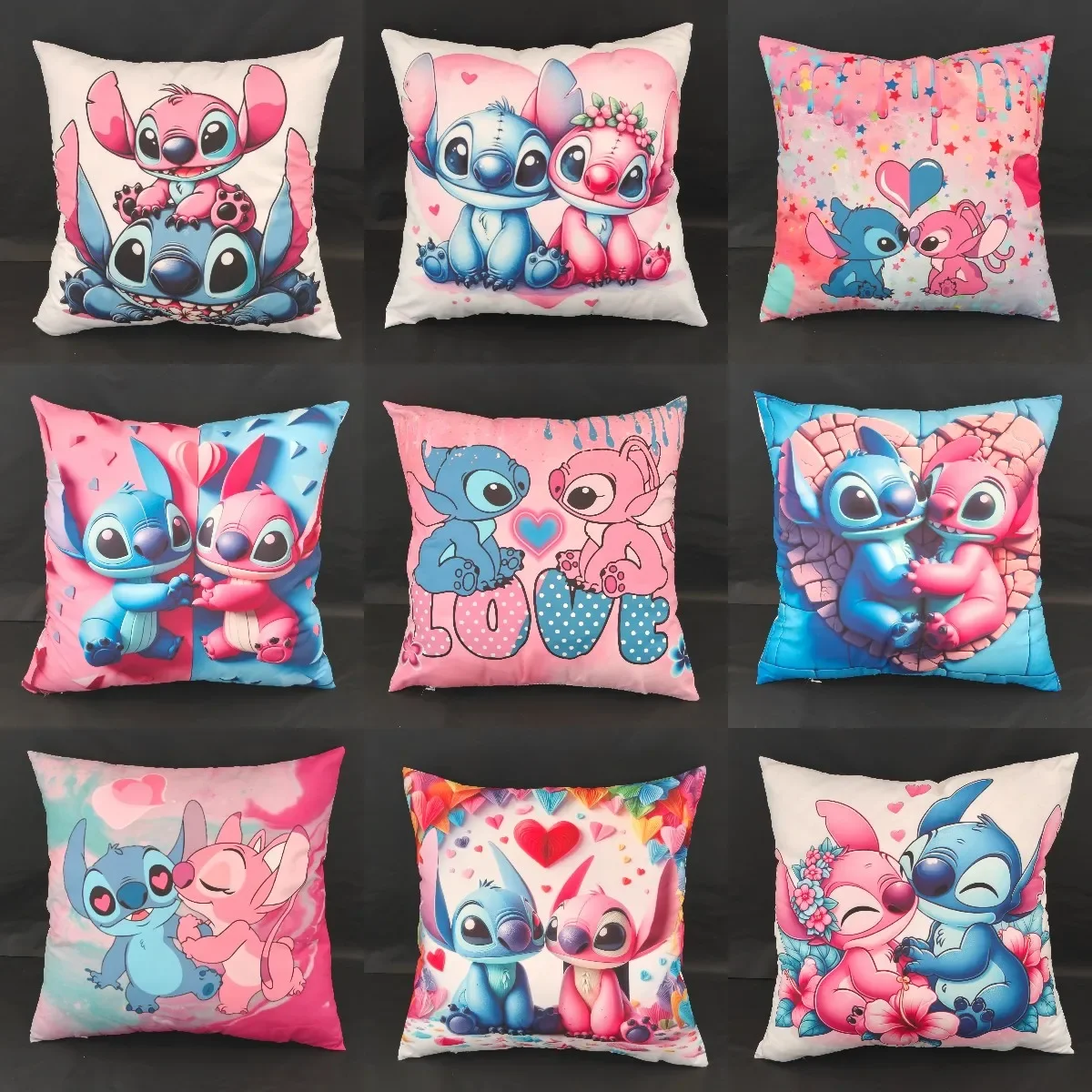 Disney Stitch  Single-sided Throw Pillowcase Anime Stitch Angel Cute Printing Sofa Cushion Cover for Kids Room Decorations Gifts