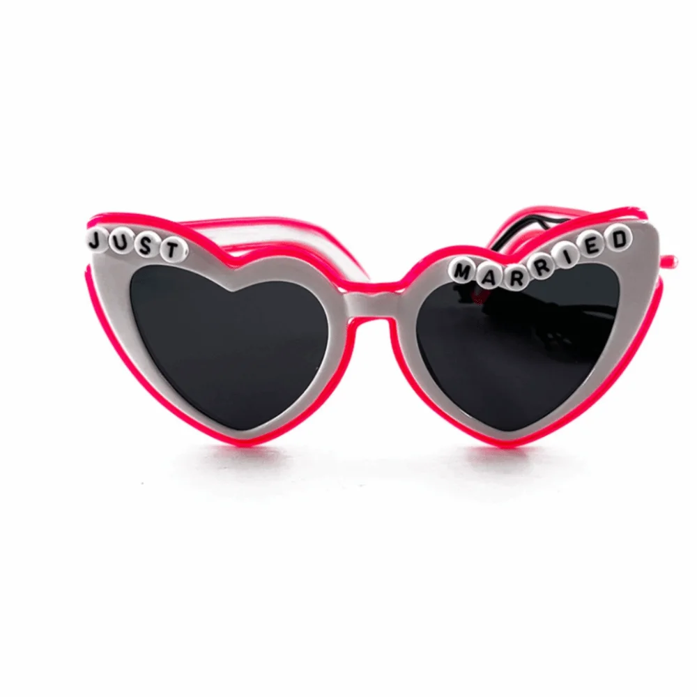 

Fashion White LED Glasses Heart Shaped Wire Glowing Heart Glasses Square Bright Light Up Sunglasses Party