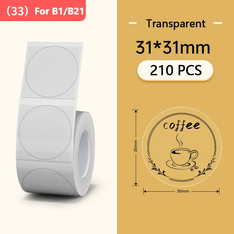 Niimbot Ronde Witte Kleur Label Sticker Papierrollen voor zelfklevende Mini Mobiele Label Maker B1 B21 Printer Verschillende Grootte Papieren