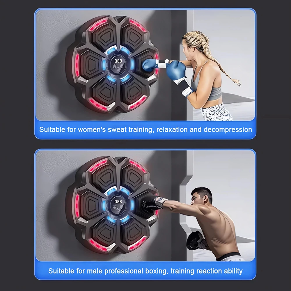 Music Boxing Machine Smart Bluetooth-Compatible Boxing Pads Workout Wall Target Punching Training Equipment for Home Exercise