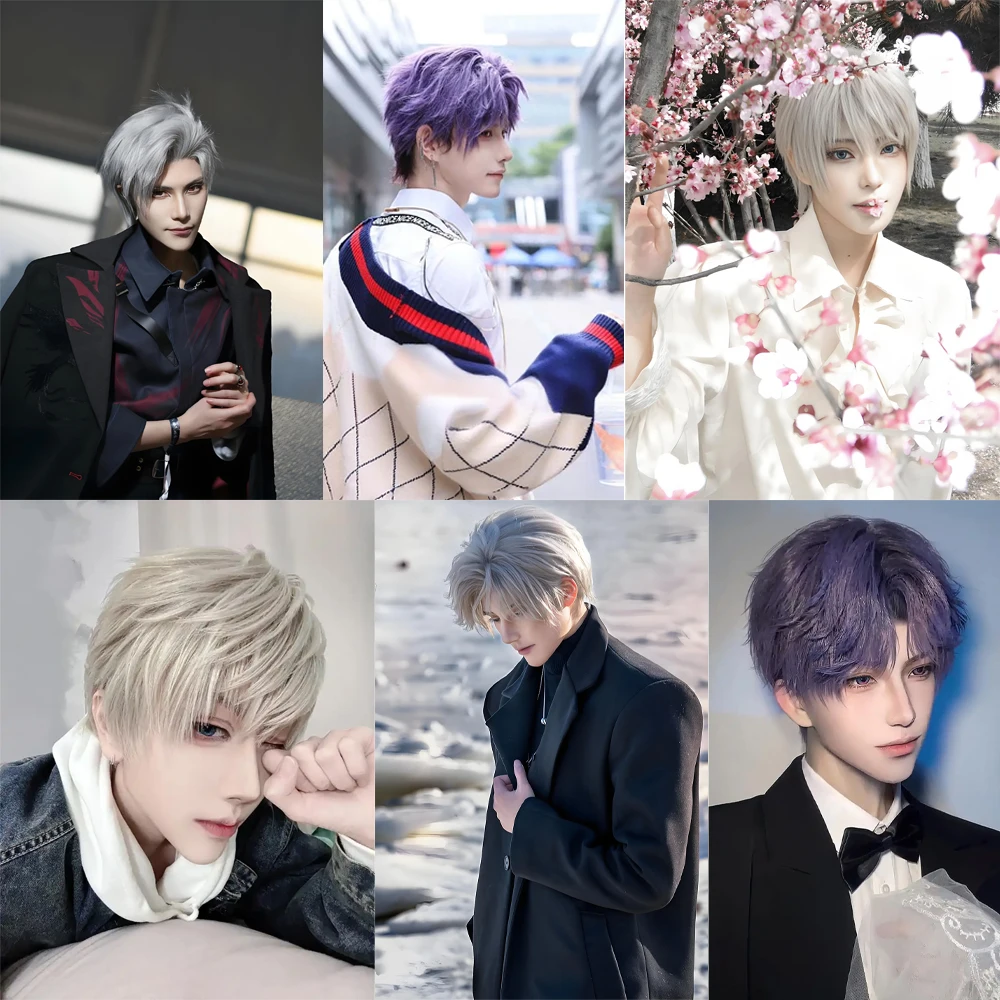 أنيمي لعبة الحب والمساحة العميقة كزيفير سيلوس رافاييل تأثيري الشعر الاصطناعية 10 بوصة للجنسين الشعر القصير مرحلة الأداء شعر مستعار يومي #6