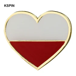 Poland Heart Shape Flag Badge Flag Brooch National Flag Lapel Pin International Travel Pins