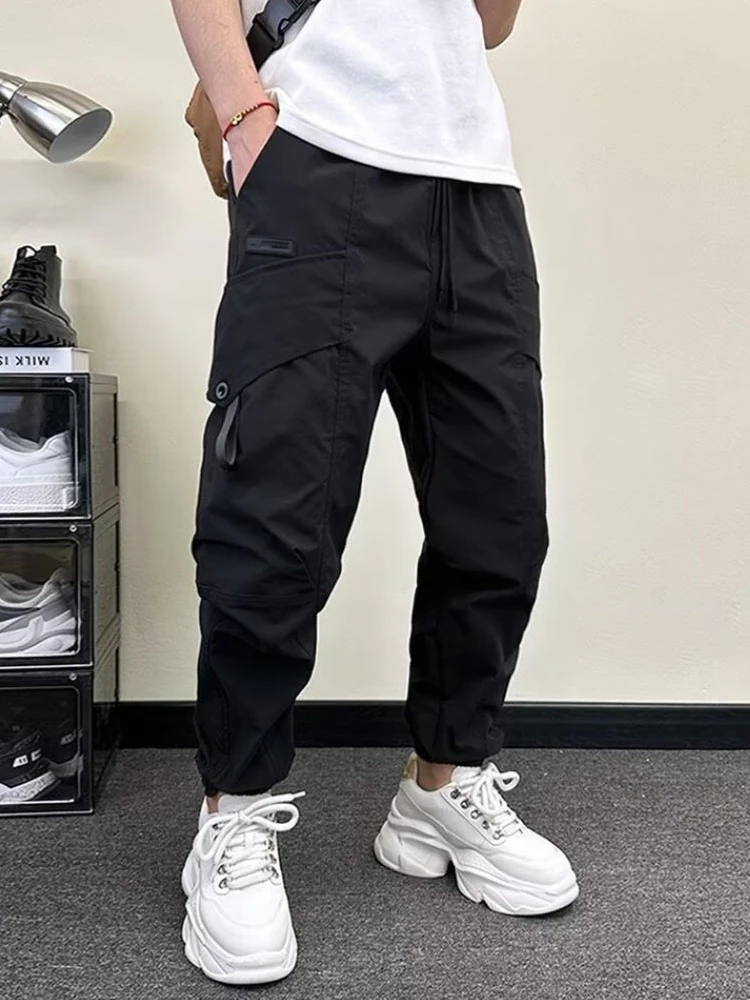 

Work Wear Cargo Pants for Men Joggers Hiking Black Harajuku Y2k Vintage Fashion Casual Korean Style Nylon Cheapest Trousers Man