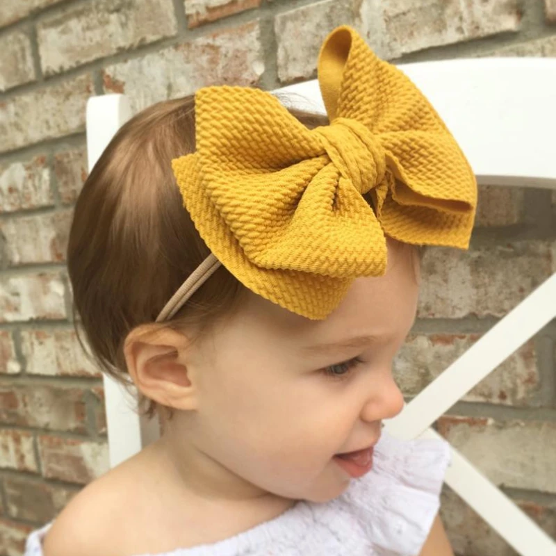 

Cute Big Bow-knot Hair Accessories Elastic Pretty Soft Nylon Head Wraps Toddler Kids Turban Baby Headbands