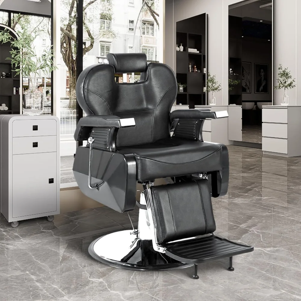 

Barber Chairs for Barbershop, Reclining Salon Styling Hairdresser Chair for Hair Stylist, 360° Swivel & Height Adjustable