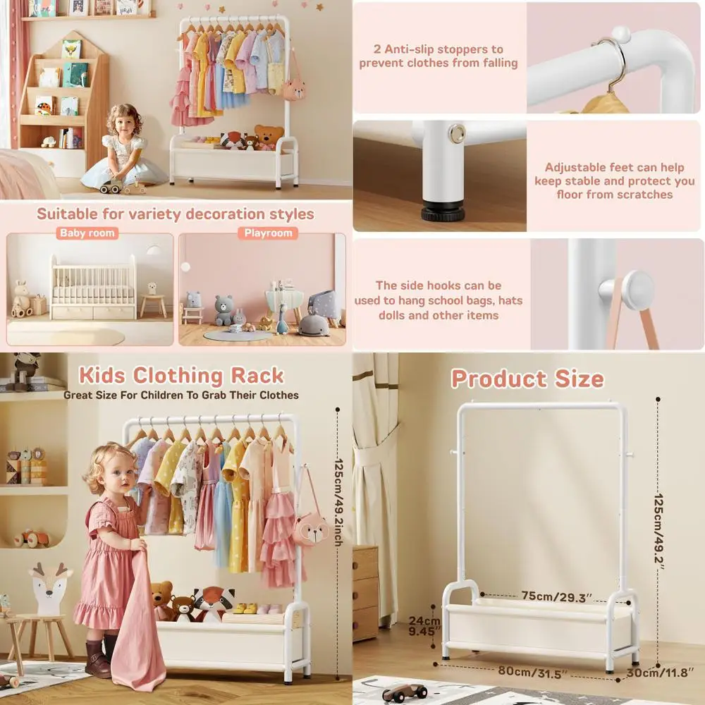 Appendiabiti per bambini con ripiano portaoggetti, portaoggetti per bambini per cappotti, piccolo porta abiti per bambini per appendere vestiti, toddle