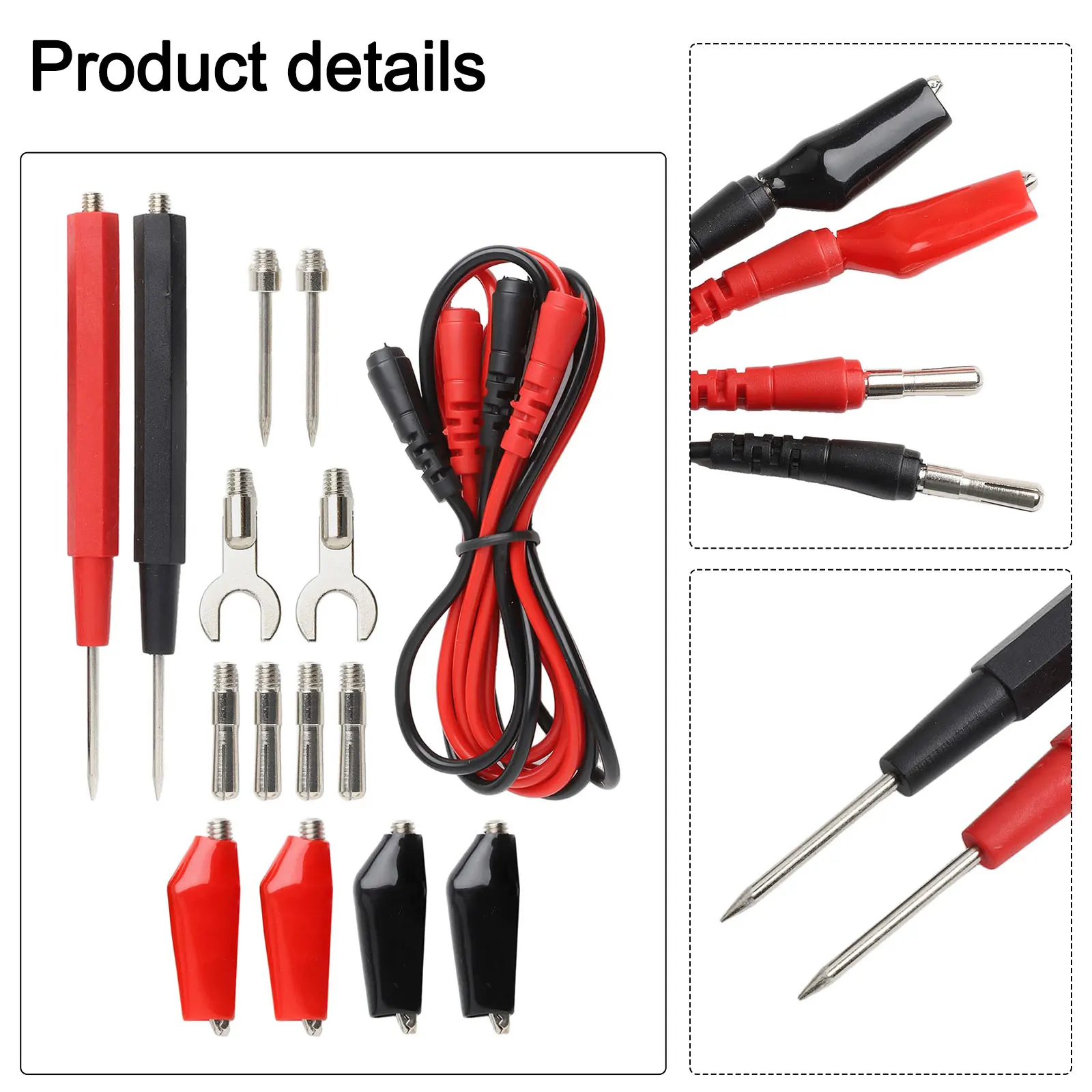 

P1500 16pcs Test Leads Kit Clip Replaceable Test Probe Pins Wire Digital Multimeter Crocodile Clamp Test Needles ﻿