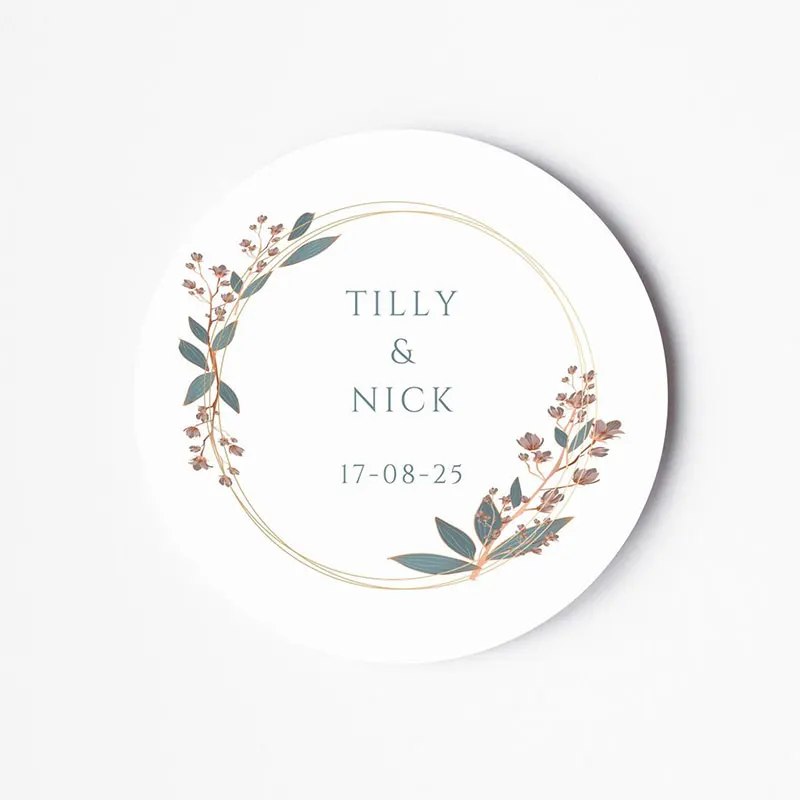 Custom Text Wedding Label Stickers Personalized Bride and Groom Names, Wedding Favors, Plant Stickers