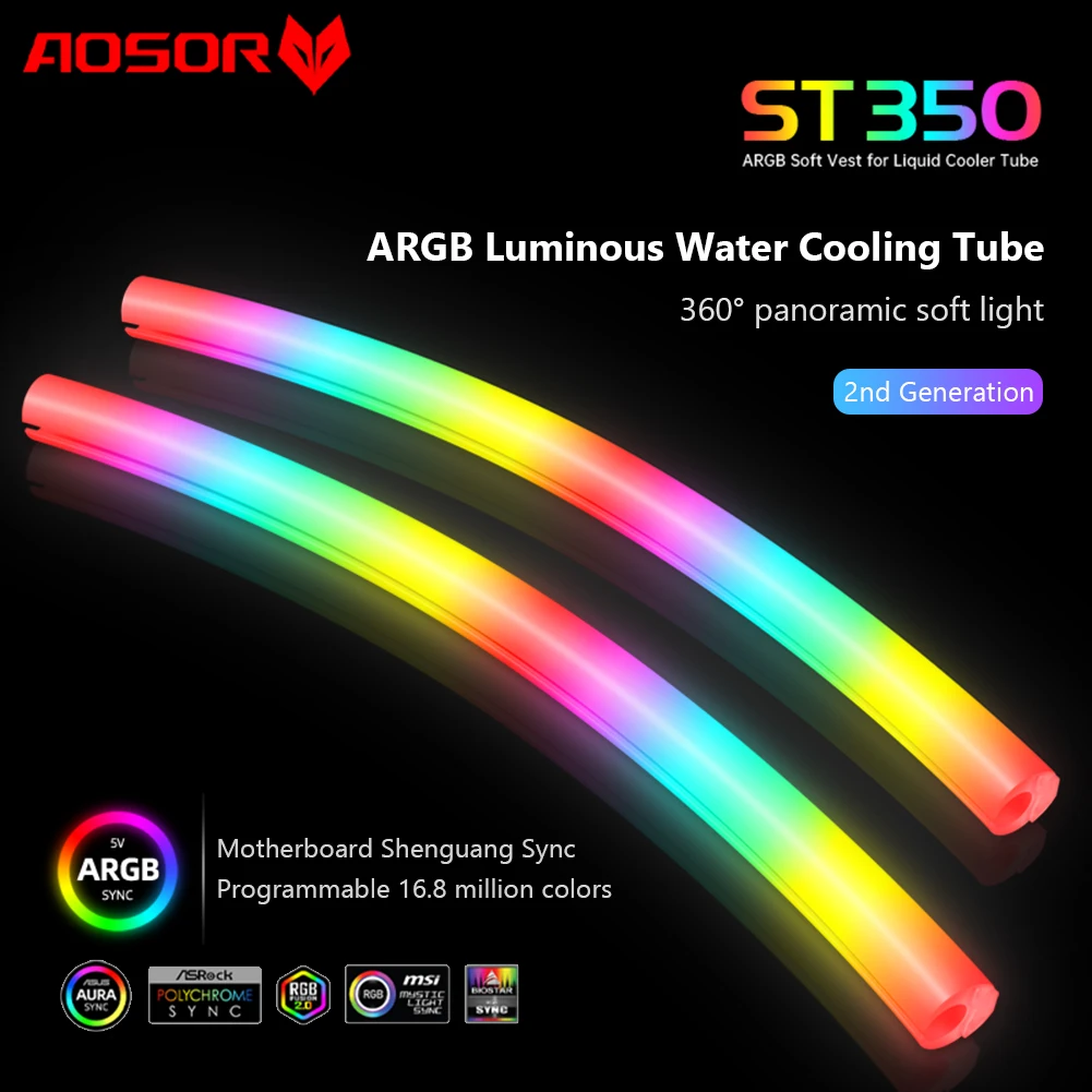 COOLMOON Hose Tube Water Cooler ARGB Watercooler Tubes DIY Water Cooling 5V 3PIN Lighting Silicone Pipe for Computer Case