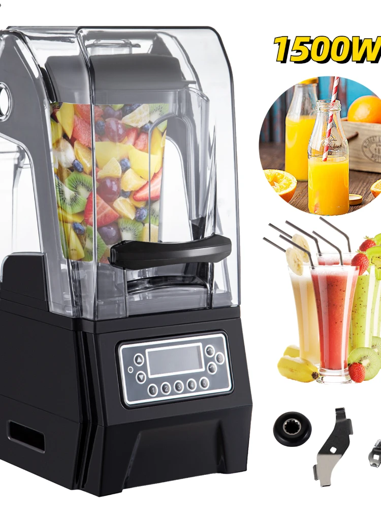 1.5L Food Blender Commercial Sound Insulation Electric Milkshake Mixer Smoothie Maker Processor Home Mute Juicing Machine