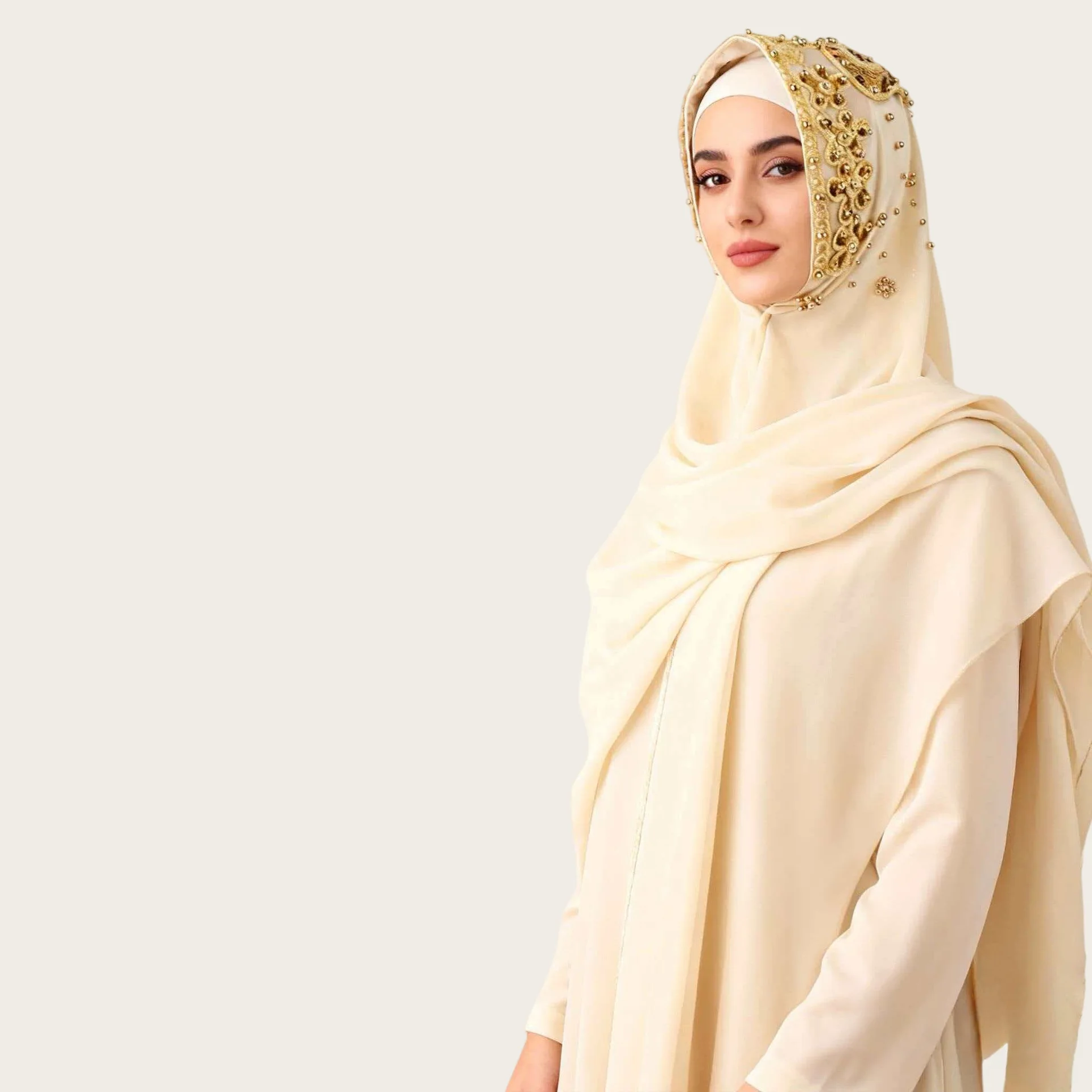 New Spring Ethnic Style Women's Chiffon Beaded Long Scarf Southeast Asia Fashionable Trendy Headscarf Hijab