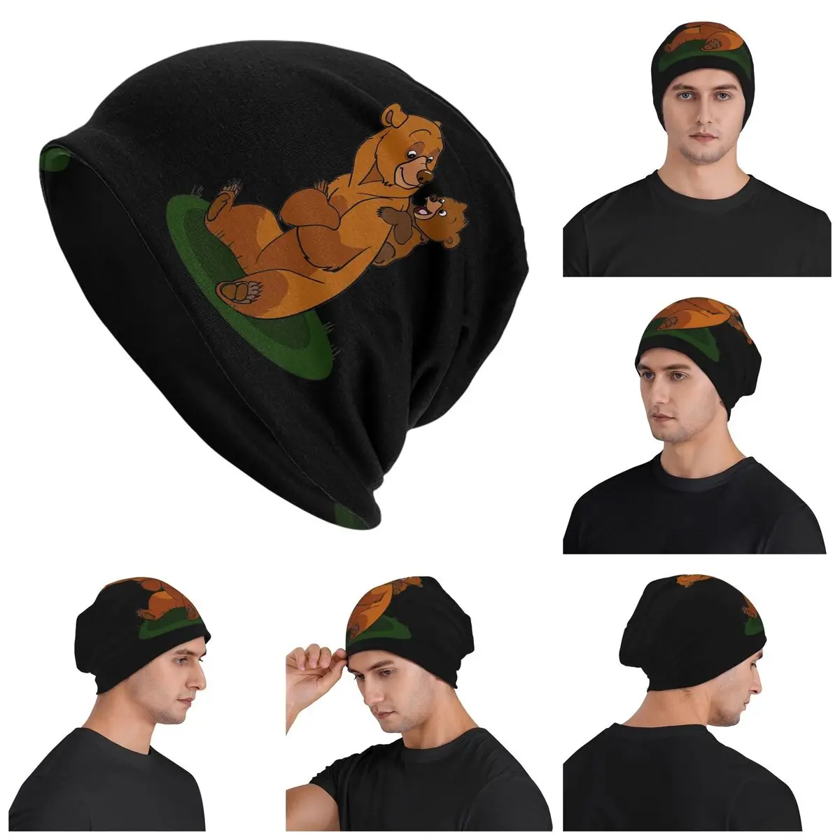 

Теплая вязаная шапка Brother Bear в стиле хип-хоп, осенне-зимняя уличная шапка, шапки для мужчин, женщин и взрослых