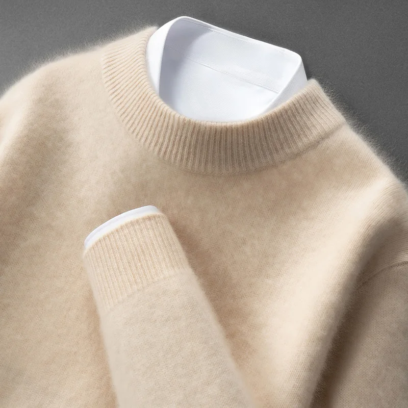 CHICUU 남성 기본 모크넥 캐시미어 풀오버 100% 캐시미어 스웨터 가을 겨울 두꺼운 따뜻한 긴팔 캐시미어 니트웨어 탑