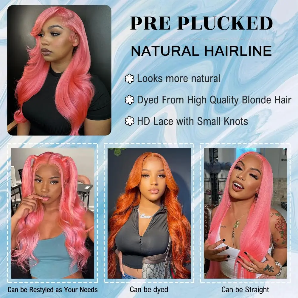 Luz rosa 13x6 hd peruca frontal do laço 100% perucas de cabelo humano 30 Polegada onda do corpo peruca colorida vermelha 13x4 perucas de cabelo brasileiro para mulher
