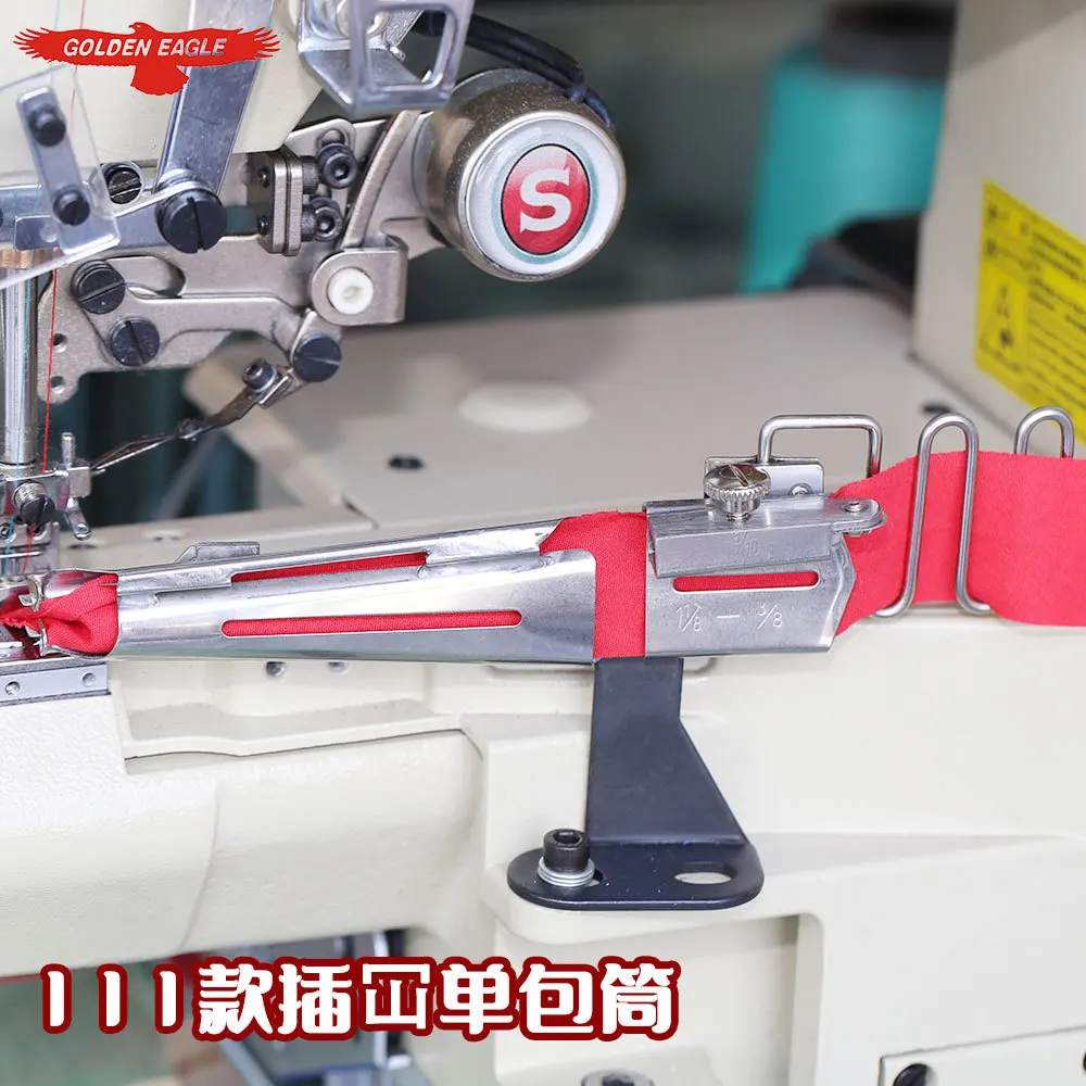 111 112 right angled edging tube tension sewing machine with a hemlock insertion hemlock and a rubber band single fold